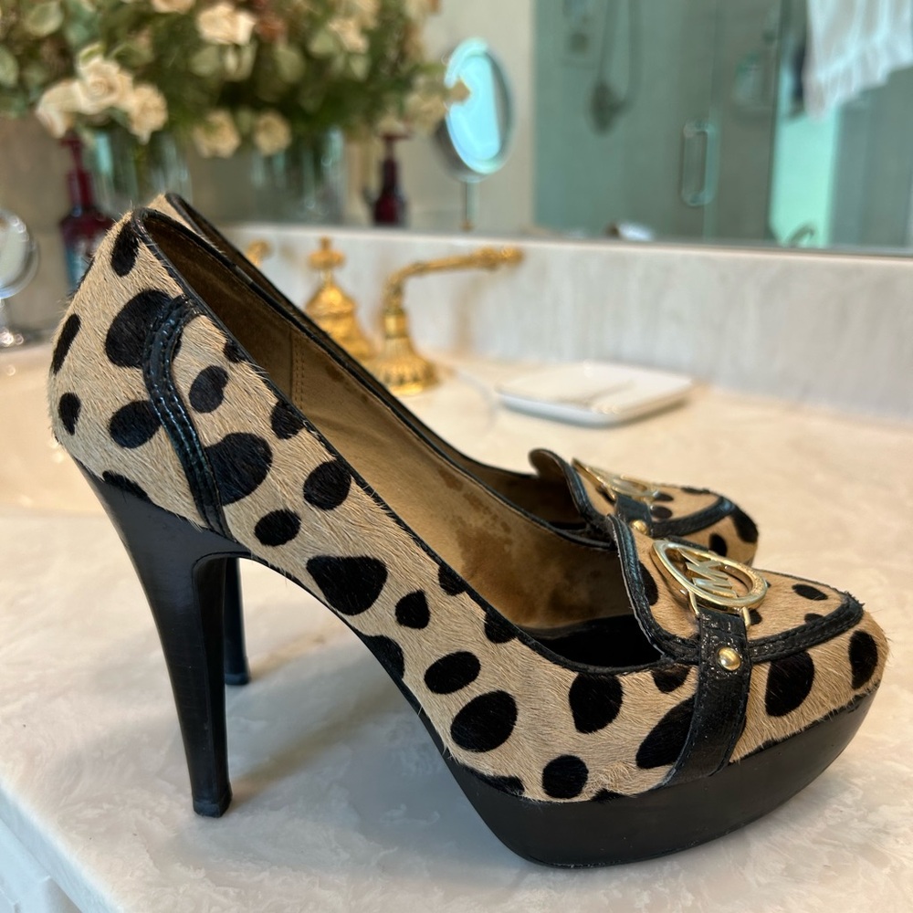 Michael Kors Pumps Leopard - Cheetah Calf Hair Printed High Heels Sz 7  Nice! - Picture 10 of 13
